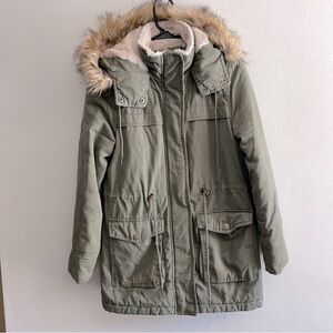 Aeropostale Olive Green Jacket with Faux Fur